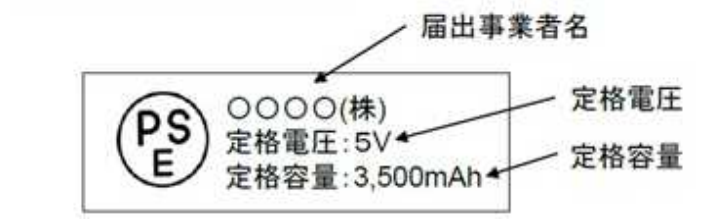 正しいPSEマークの表示例